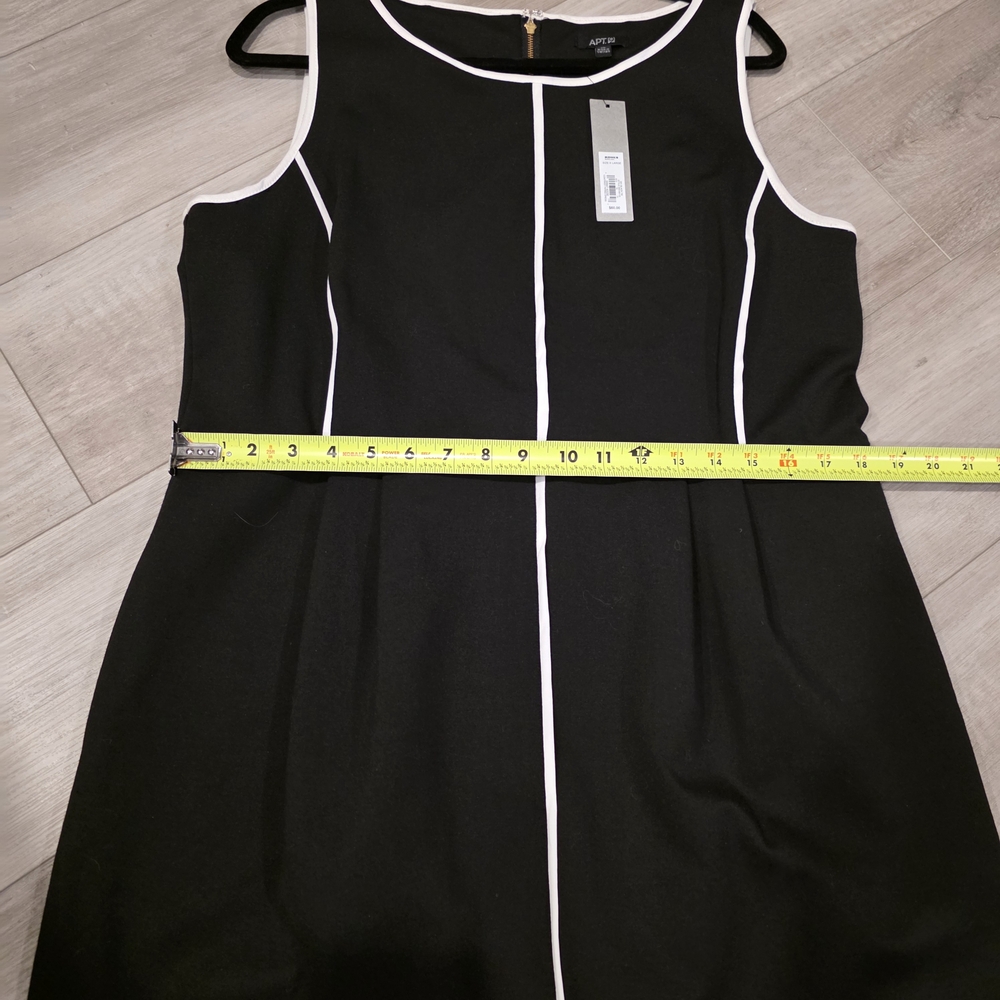 APT. 9 Black Sleeveless Dress White Trim XL Classic Work Office Shift Dress NWT - Picture 6 of 8